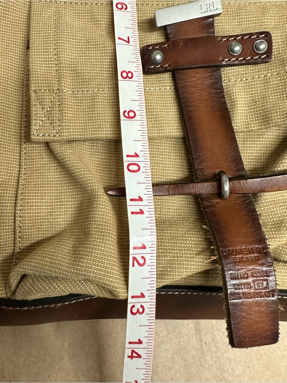 Canvas Tote Bag with Brown Leather Trim vintage Ralph Lauren - Picture 11 of 12